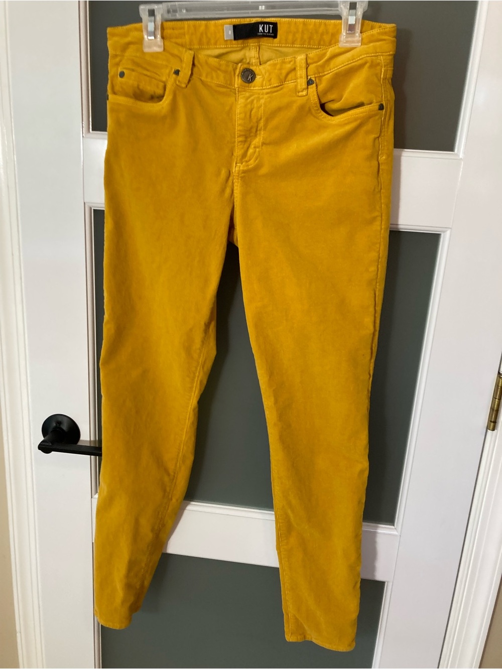 KUT from the Kloth Diana Skinny Corduroy Pants Mustard Yellow Size 8